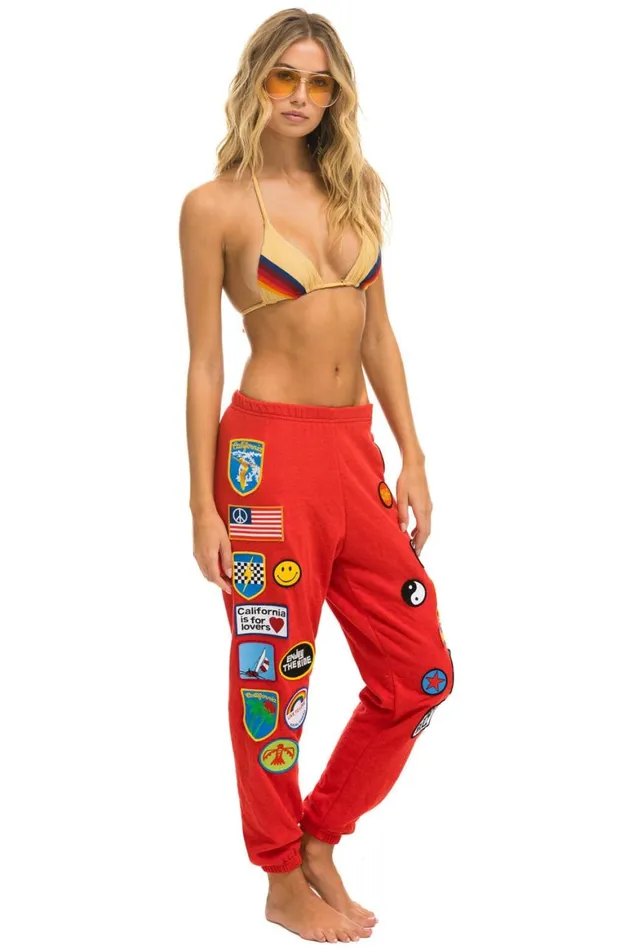 Women Sweatpants Aviator Nation Vintage Patch Sweatpants 8211 Red