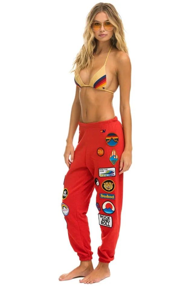 Women Sweatpants Aviator Nation Vintage Patch Sweatpants 8211 Red