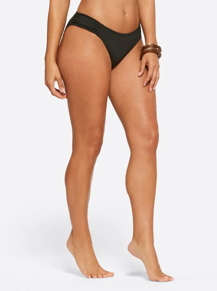 Women Swim Jessica Simpson Textured Solids Side Shirred Hipster In Black