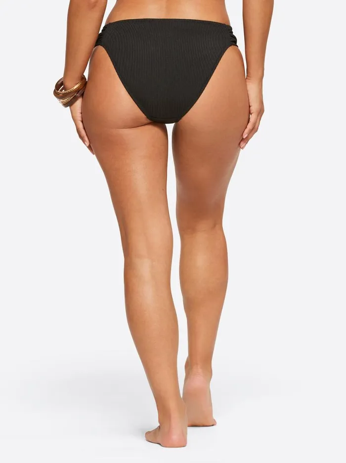 Women Swim Jessica Simpson Textured Solids Side Shirred Hipster In Black