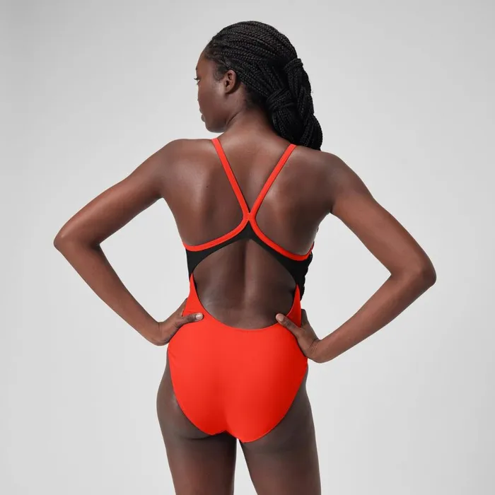 Women Swimming Costumes Speedo Women039s Colourblock Racerback Swimsuit Red