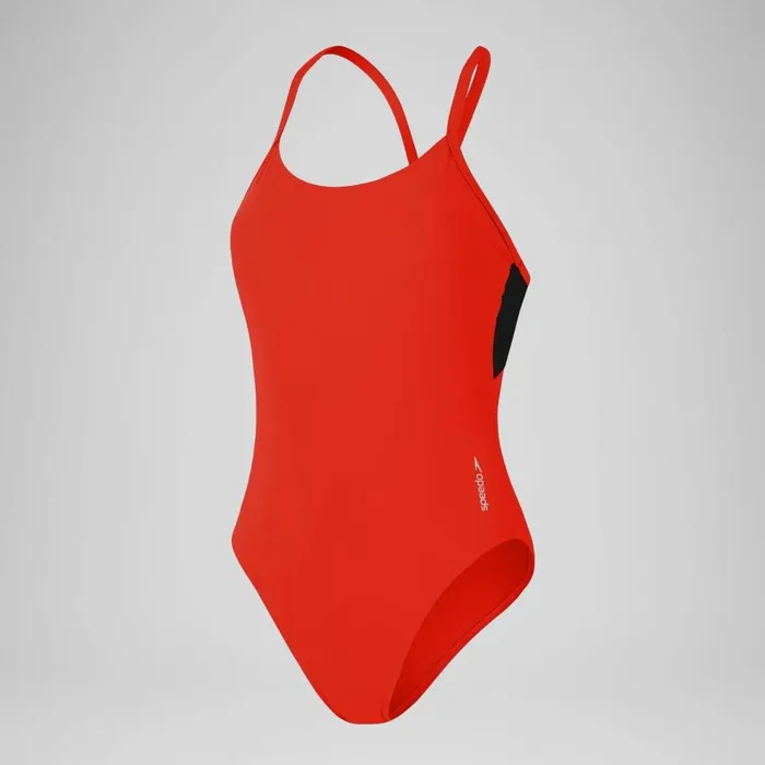 Women Swimming Costumes Speedo Women039s Colourblock Racerback Swimsuit Red