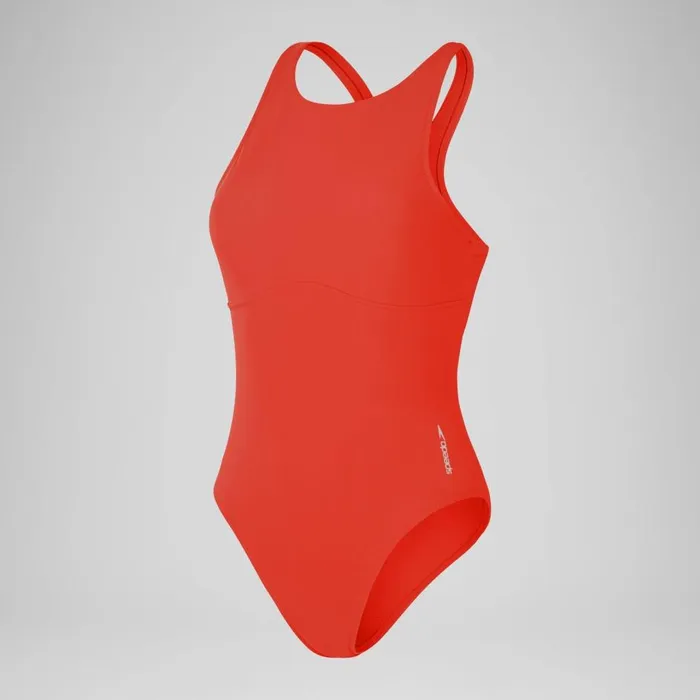 Women Swimming Costumes Speedo Women039s Solid Highneck Swimsuit Red