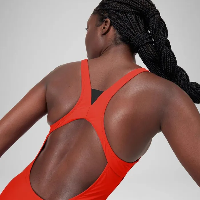Women Swimming Costumes Speedo Women039s Solid Highneck Swimsuit Red
