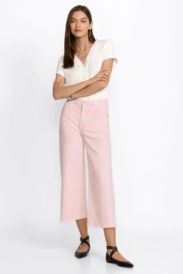Women SYDNEY CROPPED WIDE LEG Pink Johnny Was Bottoms