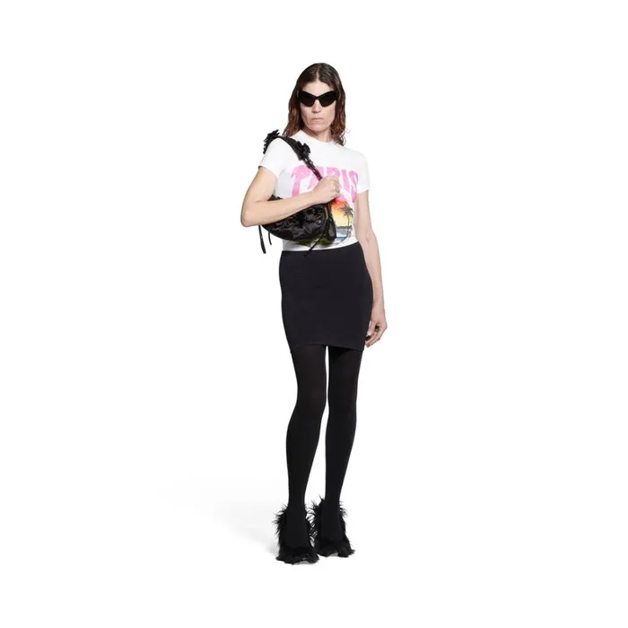 Women Tshirts Balenciaga Paris Tropical Tshirt Fitted In Whitepink