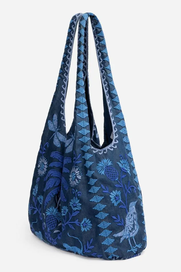 Women TARRA SLOUCHY TOTE BAG Denim Blue Johnny Was Handbags Women TARRA SLOUCHY TOTE BAG Denim Blue Johnny Was Handbags