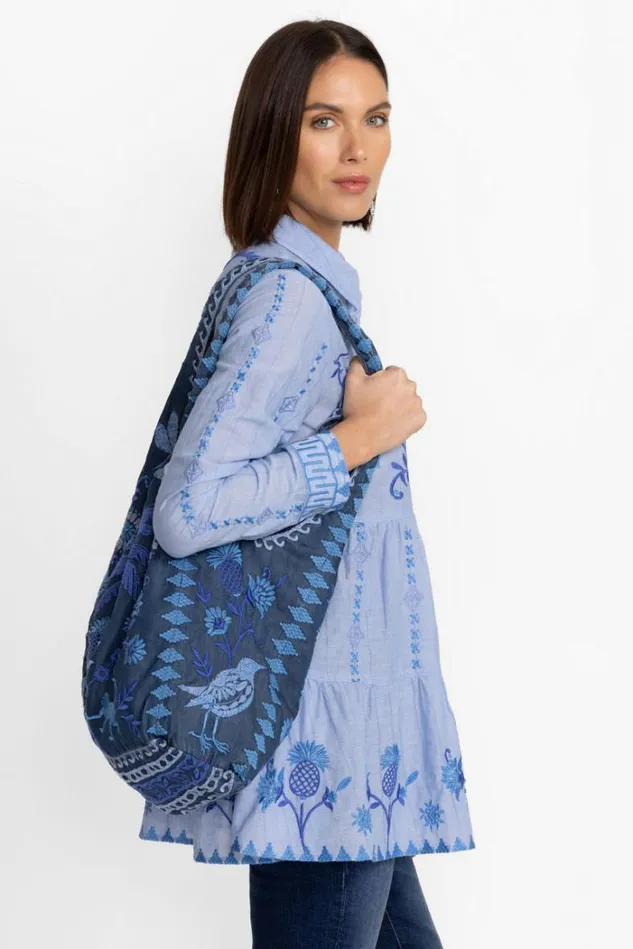 Women TARRA SLOUCHY TOTE BAG Denim Blue Johnny Was Handbags Women TARRA SLOUCHY TOTE BAG Denim Blue Johnny Was Handbags