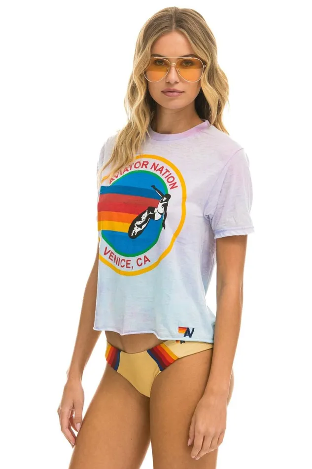 Women Tees Aviator Nation Boyfriend Tee 8211 Tie Dye Bubblegum