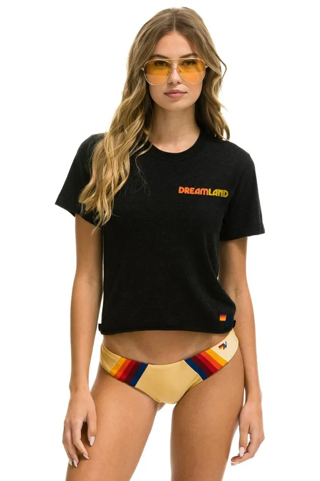 Women Tees Aviator Nation Dreamland Logo Boyfriend Tee Black
