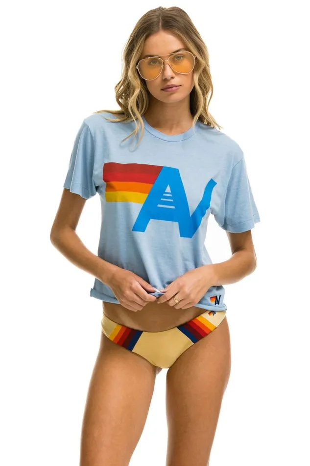 Women Tees Aviator Nation Logo Boyfriend Tee 8211 Ice