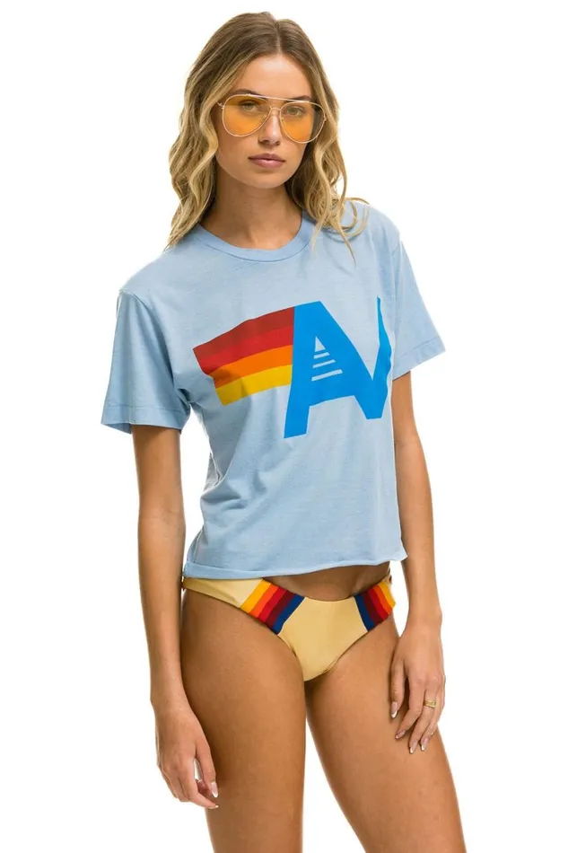 Women Tees Aviator Nation Logo Boyfriend Tee 8211 Ice