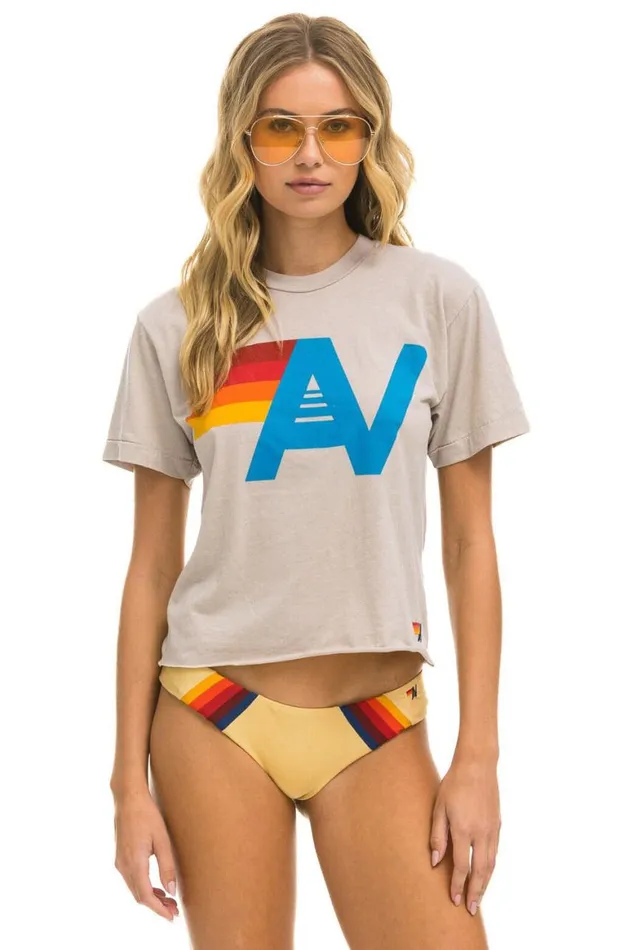 Women Tees Aviator Nation Logo Boyfriend Tee 8211 Sand