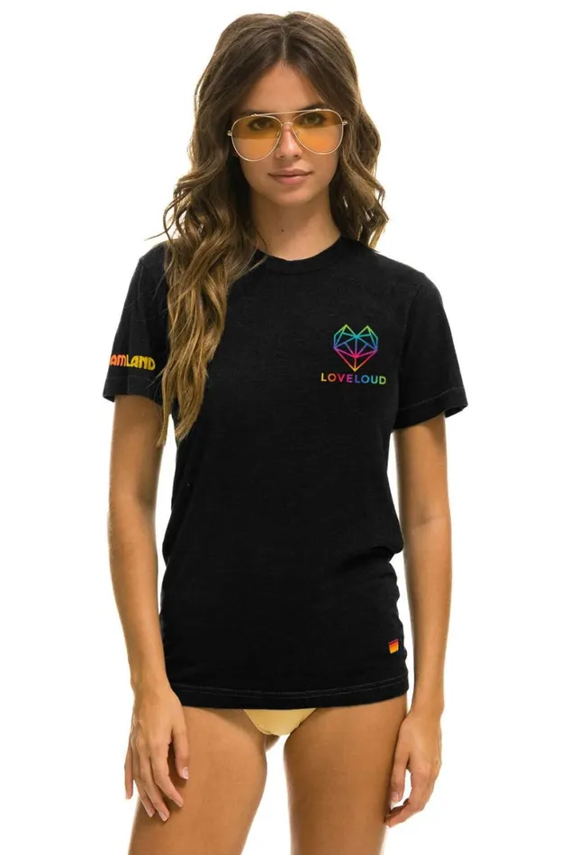 Women Tees Aviator Nation Loveloud X Dreamland Collaborative Tee 8211 Black