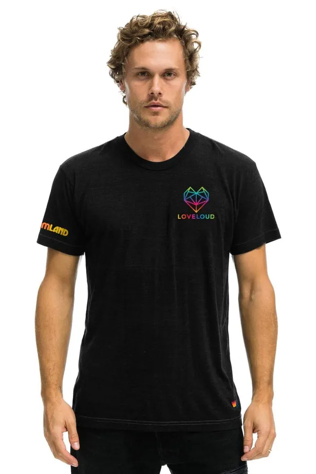 Women Tees Aviator Nation Loveloud X Dreamland Collaborative Tee 8211 Black