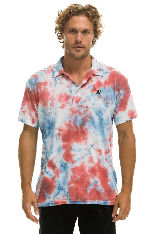 Women Tees Aviator Nation Polo 8211 Tie Dye Red
