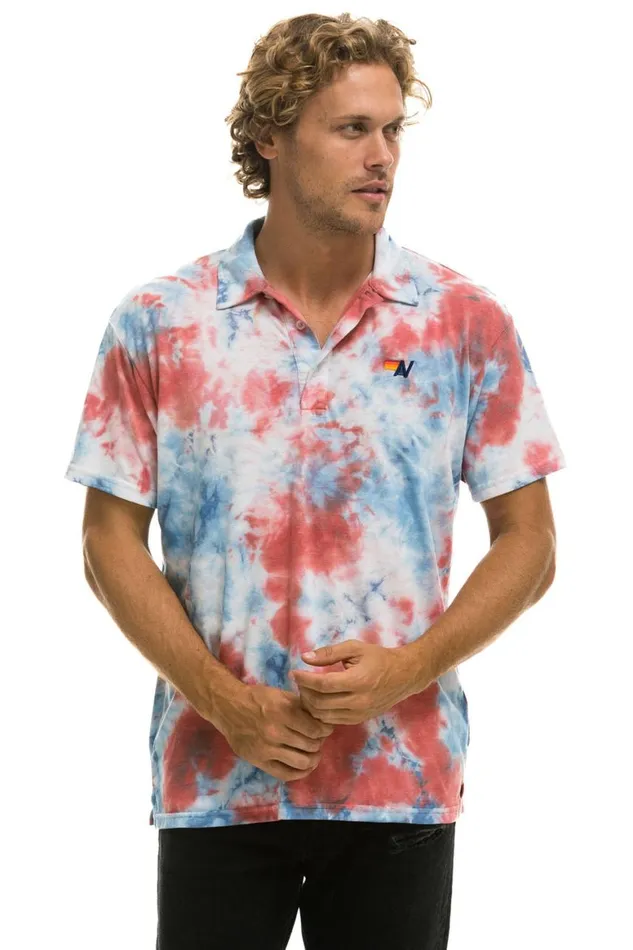 Women Tees Aviator Nation Polo 8211 Tie Dye Red
