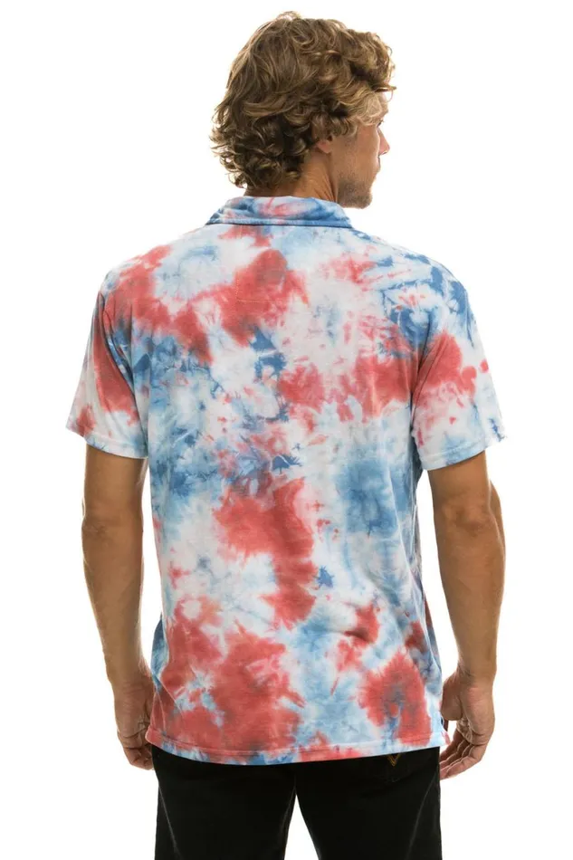 Women Tees Aviator Nation Polo 8211 Tie Dye Red