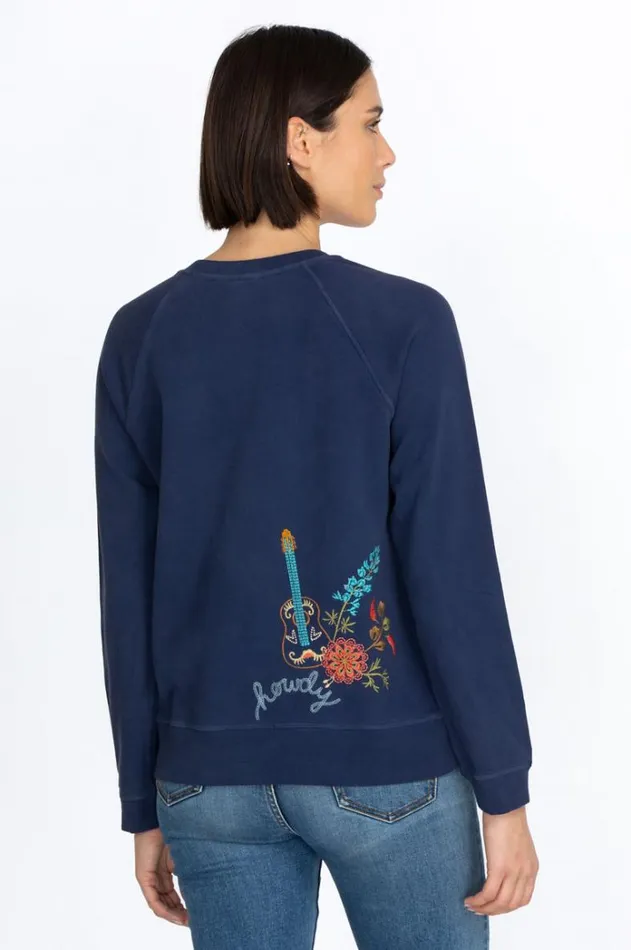 Women Texas Raglan Sweatshirt Navy Johnny Was Tops Women Texas Raglan Sweatshirt Navy Johnny Was Tops