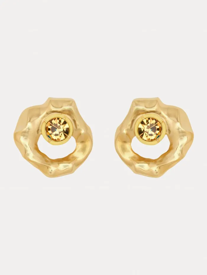 Women Textured Metal Earrings Light Topaz Oscar De La Renta Earrings