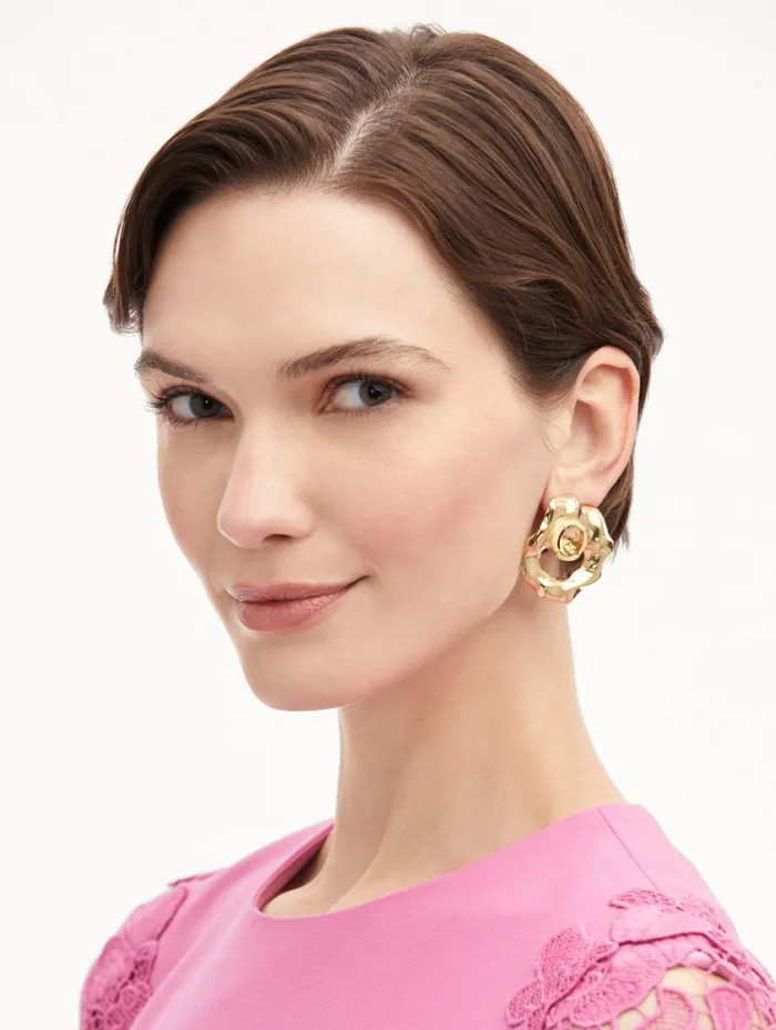 Women Textured Metal Earrings Light Topaz Oscar De La Renta Earrings Women Textured Metal Earrings Light Topaz Oscar De La Renta Earrings