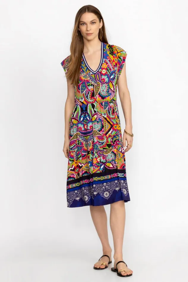 Women THE JANIE FAVORITE TIERED TEA LENGTH DRESS Demarne Print Johnny Was Dresses Women THE JANIE FAVORITE TIERED TEA LENGTH DRESS Demarne Print Johnny Was Dresses