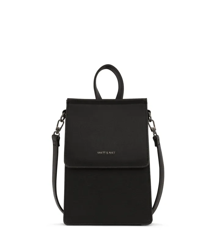 Women Thessa Vegan Crossbody Bag 8211 Vintage Black Matt and Nat Cell Phone Holders