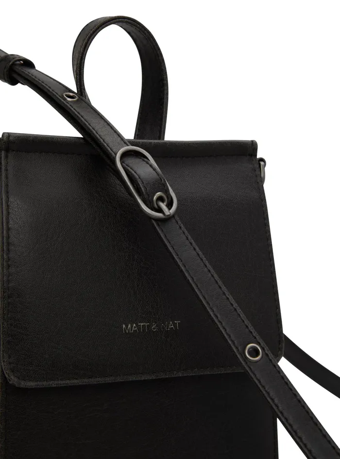 Women Thessa Vegan Crossbody Bag 8211 Vintage Black Matt and Nat Cell Phone Holders