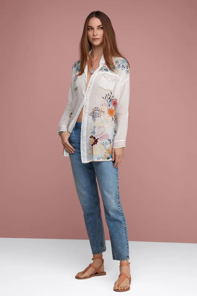 Women TOCAYU TUNIC White Johnny Was Tops Women TOCAYU TUNIC White Johnny Was Tops