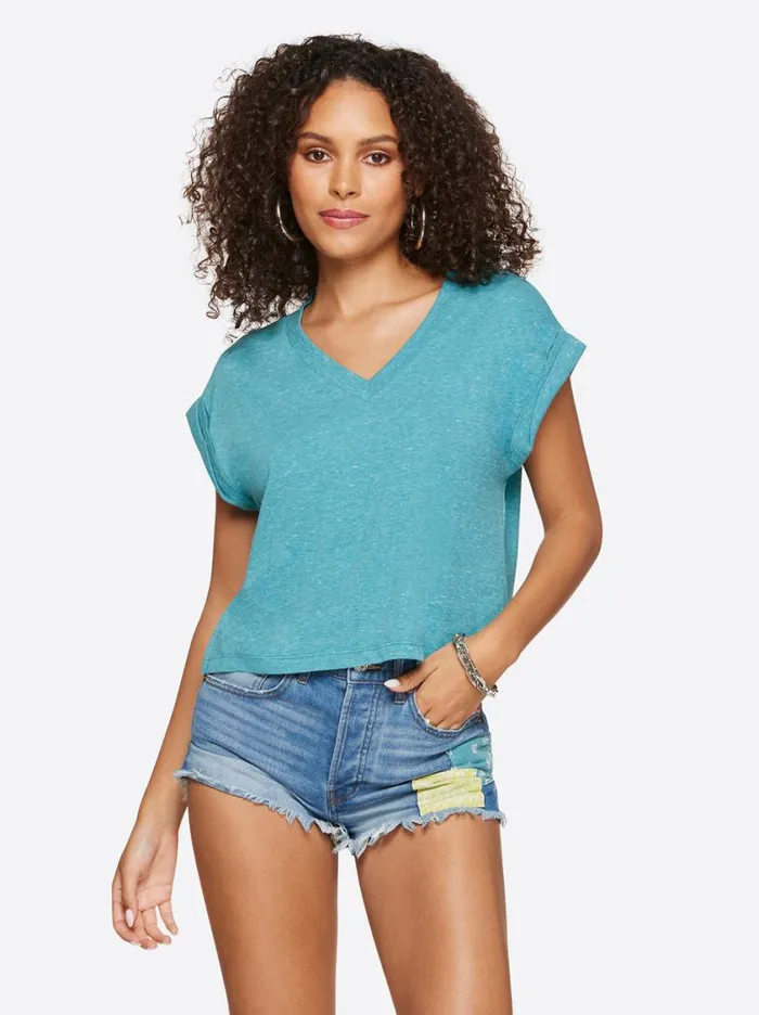 Women Tops and Tees Jessica Simpson Hester Crop Tee In Pagoda Blue