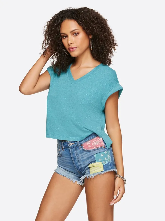 Women Tops and Tees Jessica Simpson Hester Crop Tee In Pagoda Blue