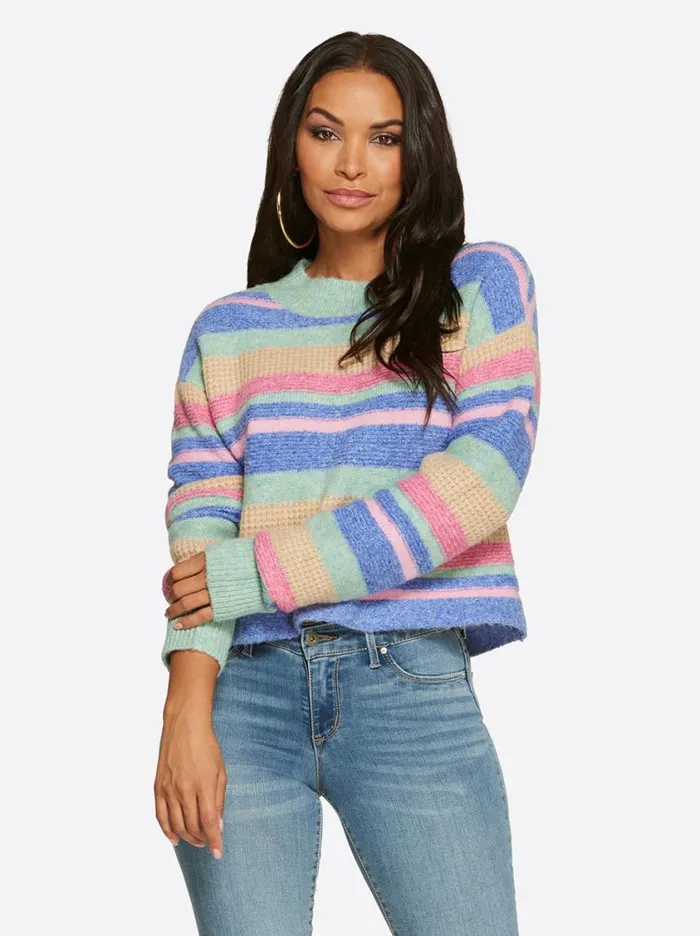 Women Tops and Tees Jessica Simpson Portia Sweater In Desert Rose Stripe