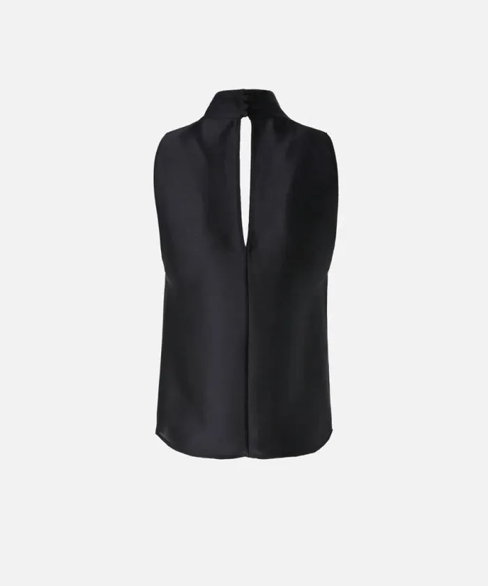 Women Topwear Pinko Crinkle Satin Top With Draping Limo Black Women Topwear Pinko Crinkle Satin Top With Draping Limo Black