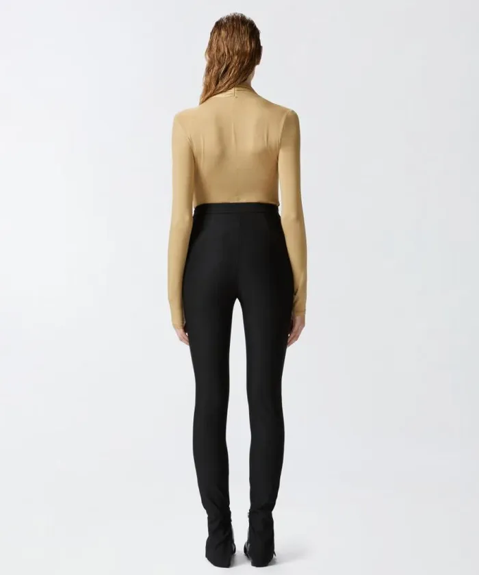 Women Topwear Pinko Longsleeved Bodysuit With Asymmetric Neck Dark Nougat Women Topwear Pinko Longsleeved Bodysuit With Asymmetric Neck Dark Nougat