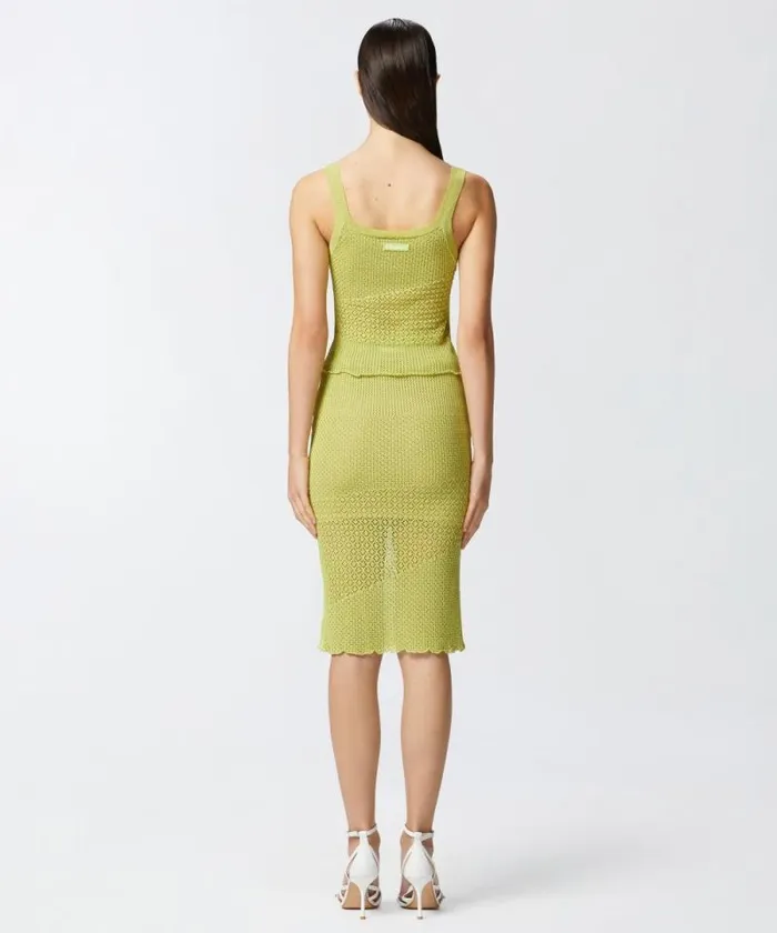 Women Topwear Pinko Perforated Tank Top With Different Patterns Chartreuse Green Women Topwear Pinko Perforated Tank Top With Different Patterns Chartreuse Green