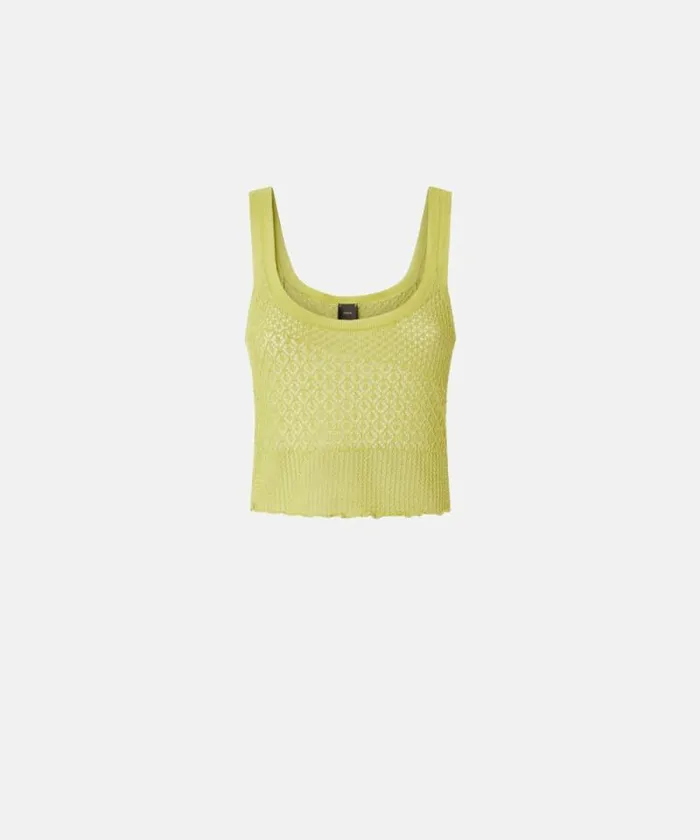 Women Topwear Pinko Perforated Tank Top With Different Patterns Chartreuse Green Women Topwear Pinko Perforated Tank Top With Different Patterns Chartreuse Green