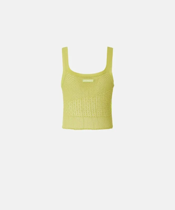 Women Topwear Pinko Perforated Tank Top With Different Patterns Chartreuse Green Women Topwear Pinko Perforated Tank Top With Different Patterns Chartreuse Green