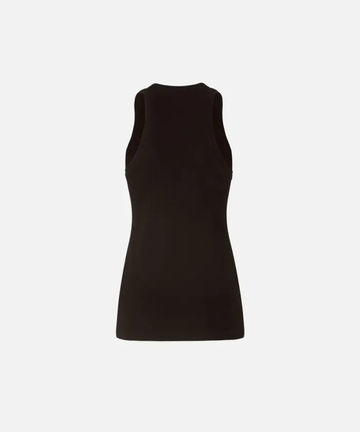 Women Topwear Pinko Ribbed Camisole Top With Logo Brown Women Topwear Pinko Ribbed Camisole Top With Logo Brown