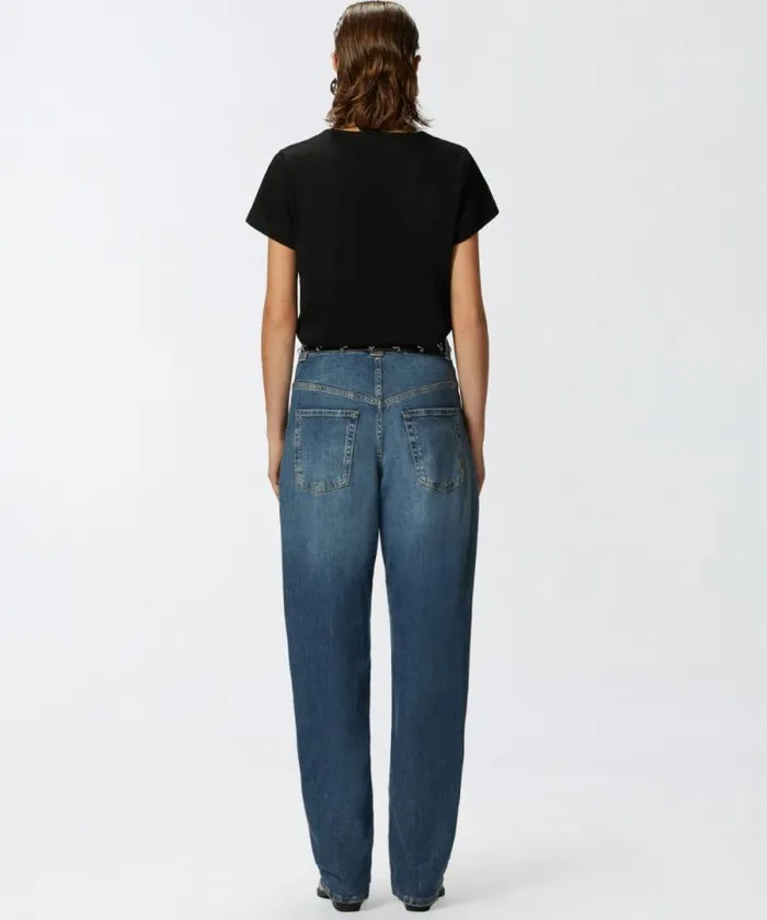 Women Topwear Pinko Vneck Tshirt With Jewel Embroidery Limo Black