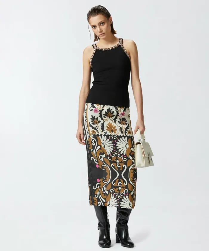 Women Topwear Pinko Vest Top With Shiny Embroidery Limo Black Women Topwear Pinko Vest Top With Shiny Embroidery Limo Black