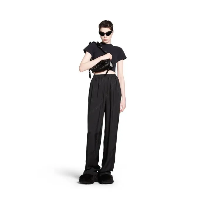 Women Trousers Balenciaga Bal Diagonal Allover Fluid Tracksuit Trousers In Black Women Trousers Balenciaga Bal Diagonal Allover Fluid Tracksuit Trousers In Black