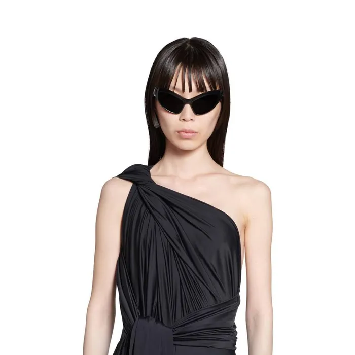 Women Trousers Balenciaga Draped Pantabodysuit In Black
