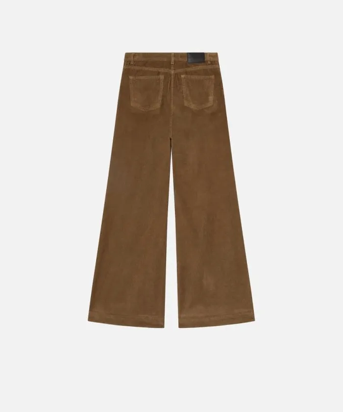 Women Trousers Pinko Corduroy Palazzo Trousers Elm Wood Brown