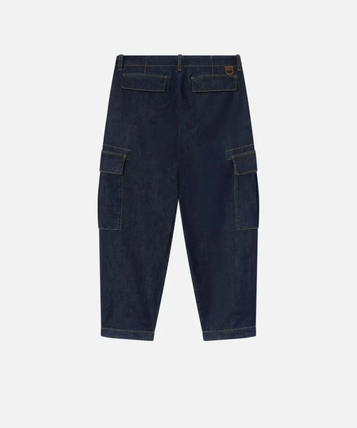 Women Trousers Pinko Dark Blue Cargo Jeans With Maxi Pockets Dark Navy Rinse Wash Women Trousers Pinko Dark Blue Cargo Jeans With Maxi Pockets Dark Navy Rinse Wash