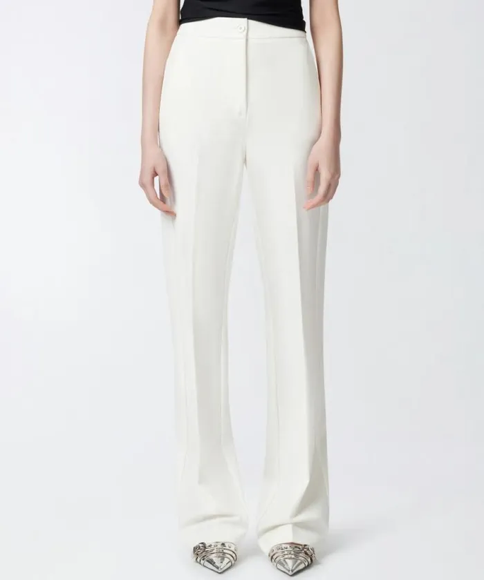Women Trousers Pinko Elegant Highwaisted Flared Trousers Snow White Women Trousers Pinko Elegant Highwaisted Flared Trousers Snow White