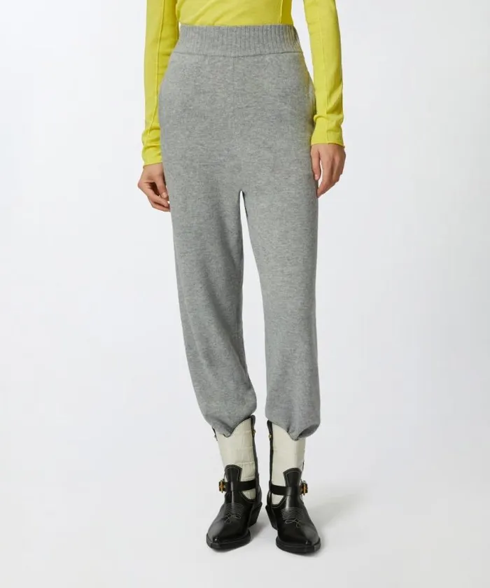 Women Trousers Pinko Knit Cashmereblend Joggers Metallic Silver Women Trousers Pinko Knit Cashmereblend Joggers Metallic Silver