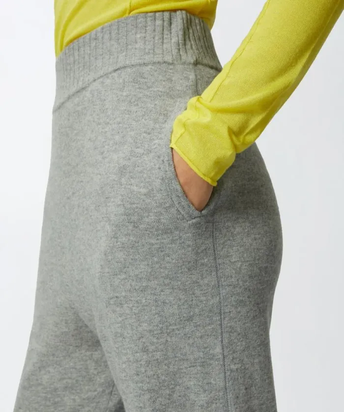 Women Trousers Pinko Knit Cashmereblend Joggers Metallic Silver Women Trousers Pinko Knit Cashmereblend Joggers Metallic Silver
