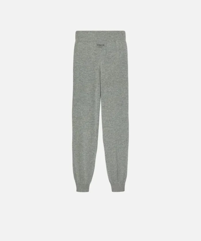 Women Trousers Pinko Knit Cashmereblend Joggers Metallic Silver Women Trousers Pinko Knit Cashmereblend Joggers Metallic Silver