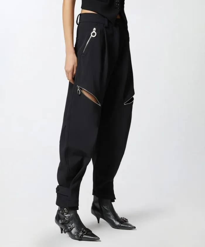 Women Trousers Pinko Technical Crepe PPants Trousers With Zip Limo Black Women Trousers Pinko Technical Crepe PPants Trousers With Zip Limo Black