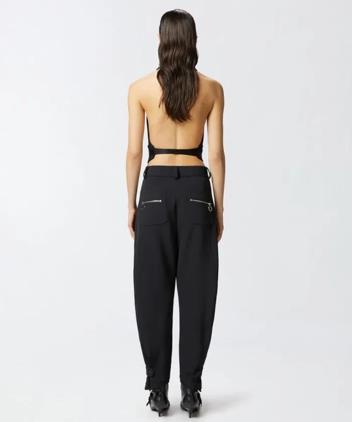 Women Trousers Pinko Technical Crepe PPants Trousers With Zip Limo Black Women Trousers Pinko Technical Crepe PPants Trousers With Zip Limo Black
